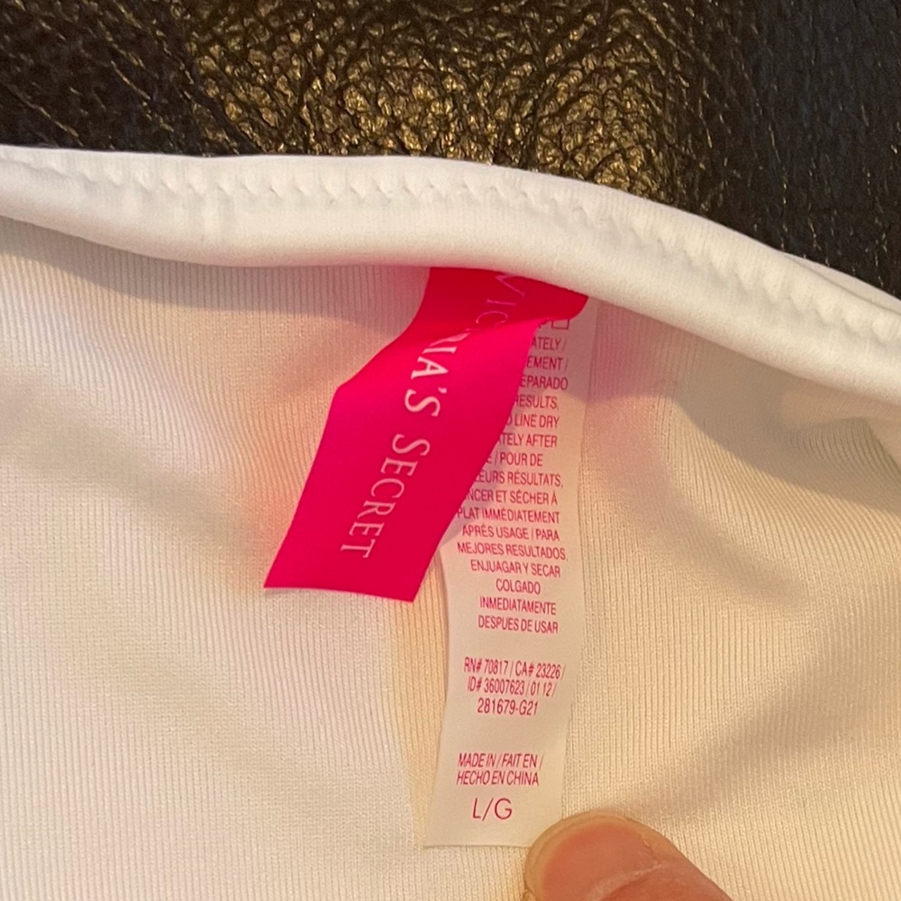 Victoria’s Secret Swim Bikini Bottoms White Neon Yellow Ties Size Large - Picture 6 of 6